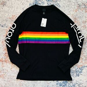 H&M Proud Black Long Sleeve Shirt with Rainbow Stripe size M